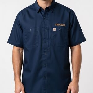 Carhartt Short-Sleeve Navy Work Shirt with VELEX Embroidery